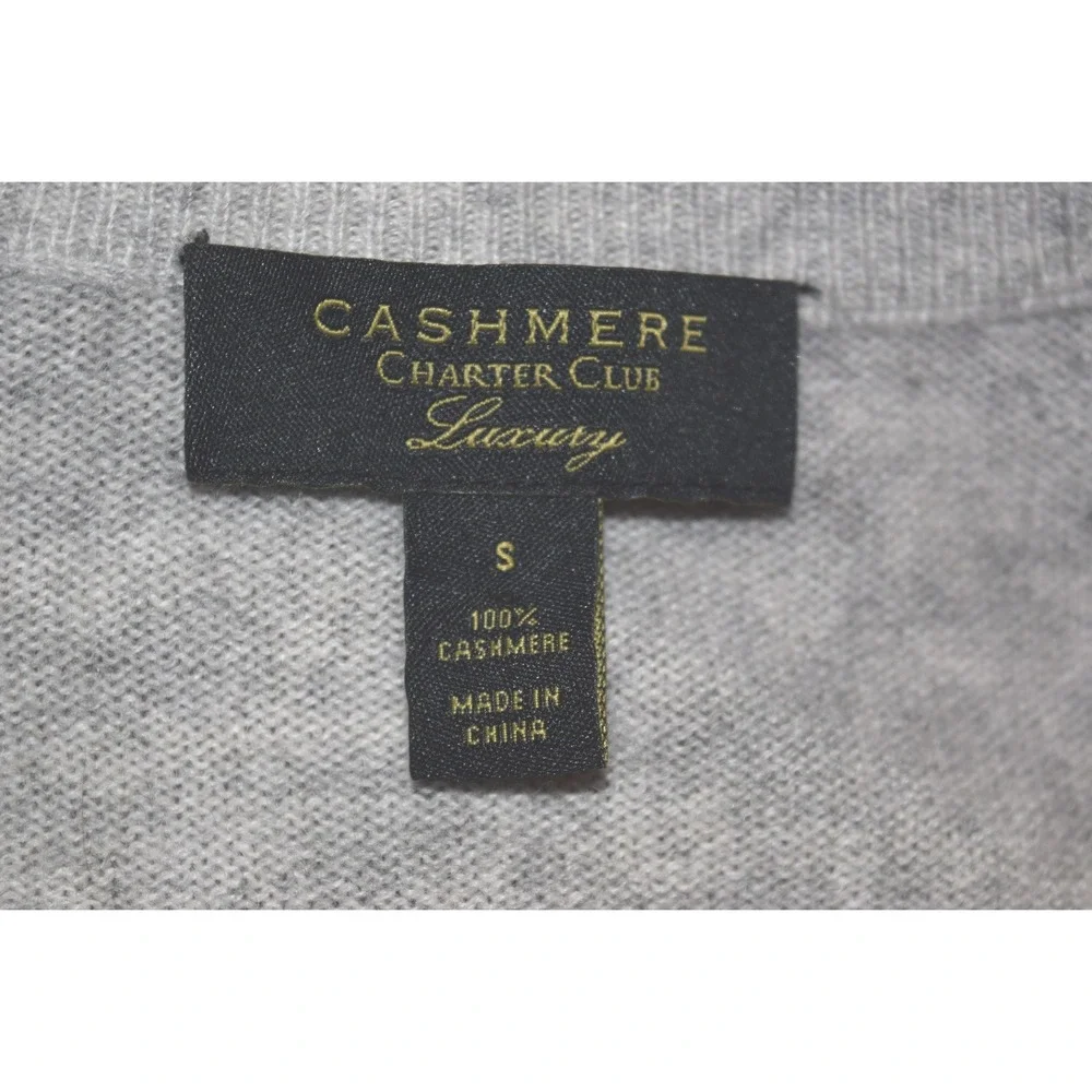 Charter Club Cashmere Cardigan‎ Womens Small Grey Excellent V-Neck Button Front